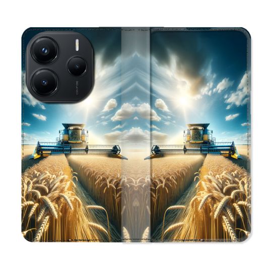 Housse Cuir Portefeuille Pour Xiaomi Redmi Note 14 5G Agriculture Moissonneuse Blé