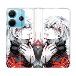Housse Cuir Portefeuille Pour Xiaomi Redmi Note 14 4G Manga Tokyo Ghoul Kaneki Blanc