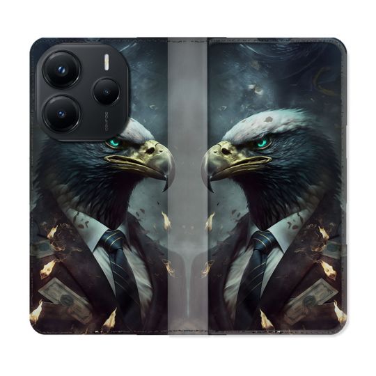 Housse Cuir Portefeuille Pour Xiaomi Redmi Note 14 5G Animal Aigle Business