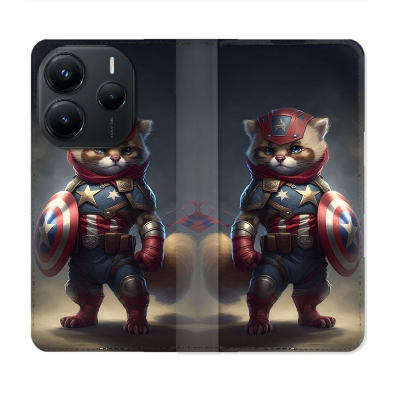 Housse Cuir Portefeuille Pour Xiaomi Redmi Note 14 5G Animal Chat America