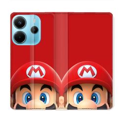 Housse Cuir Portefeuille Pour Xiaomi Redmi Note 14 4G Mario Rouge