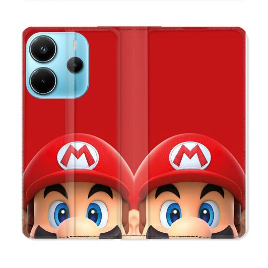 Housse Cuir Portefeuille Pour Xiaomi Redmi Note 14 4G Mario Rouge