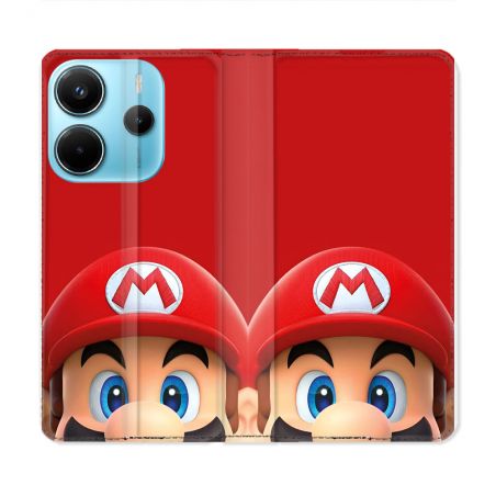 Housse Cuir Portefeuille Pour Xiaomi Redmi Note 14 4G Mario Rouge