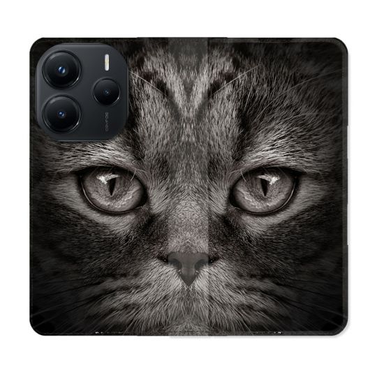 Housse Cuir Portefeuille Pour Xiaomi Redmi Note 14 5G Animal Chat Gris