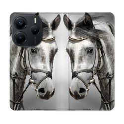 Housse Cuir Portefeuille Pour Xiaomi Redmi Note 14 5G Animal Cheval Blanc