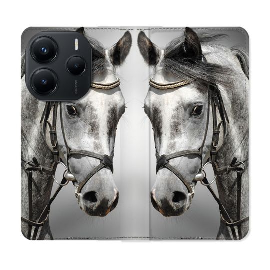Housse Cuir Portefeuille Pour Xiaomi Redmi Note 14 5G Animal Cheval Blanc