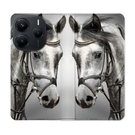 Housse Cuir Portefeuille Pour Xiaomi Redmi Note 14 5G Animal Cheval Blanc