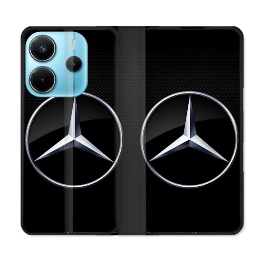 Housse Cuir Portefeuille Pour Xiaomi Redmi Note 14 4G Mercedes Carbone