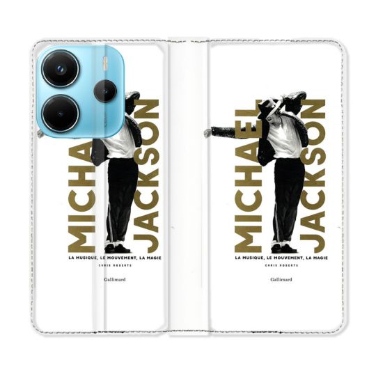 Housse Cuir Portefeuille Pour Xiaomi Redmi Note 14 4G Michael Jackson Blanc