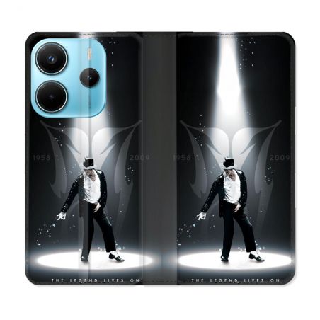 Housse Cuir Portefeuille Pour Xiaomi Redmi Note 14 4G Michael Jackson Noir