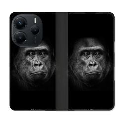 Housse Cuir Portefeuille Pour Xiaomi Redmi Note 14 5G Animal Gorille Noir