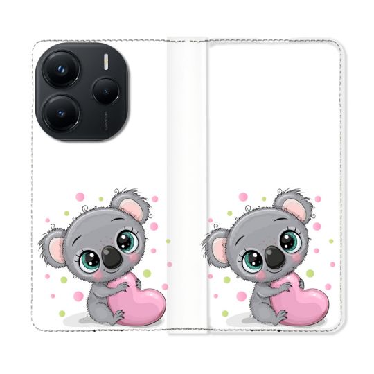 Housse Cuir Portefeuille Pour Xiaomi Redmi Note 14 5G Animal Koala Cœur