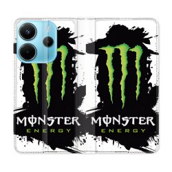 Housse Cuir Portefeuille Pour Xiaomi Redmi Note 14 4G Monster Energy Tache