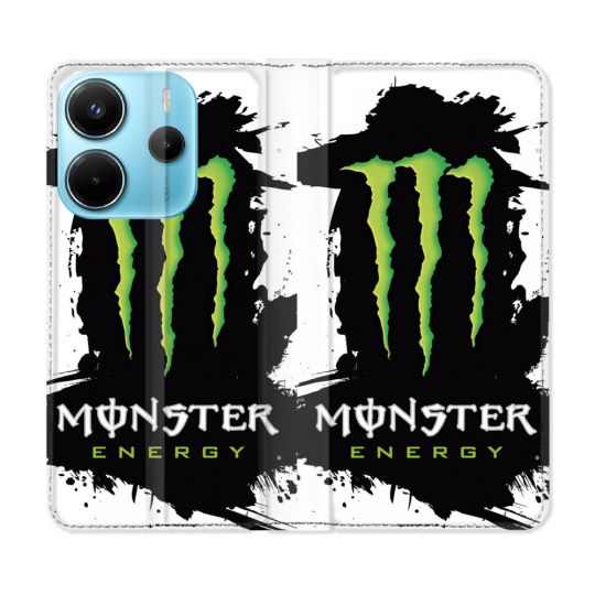 Housse Cuir Portefeuille Pour Xiaomi Redmi Note 14 4G Monster Energy Tache