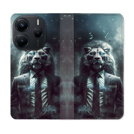 Housse Cuir Portefeuille Pour Xiaomi Redmi Note 14 5G Animal Lion Business