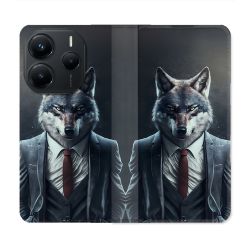 Housse Cuir Portefeuille Pour Xiaomi Redmi Note 14 5G Animal Loup Business