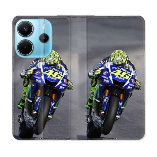 Housse Cuir Portefeuille Pour Xiaomi Redmi Note 14 4G Moto Course GP Wheeling 46