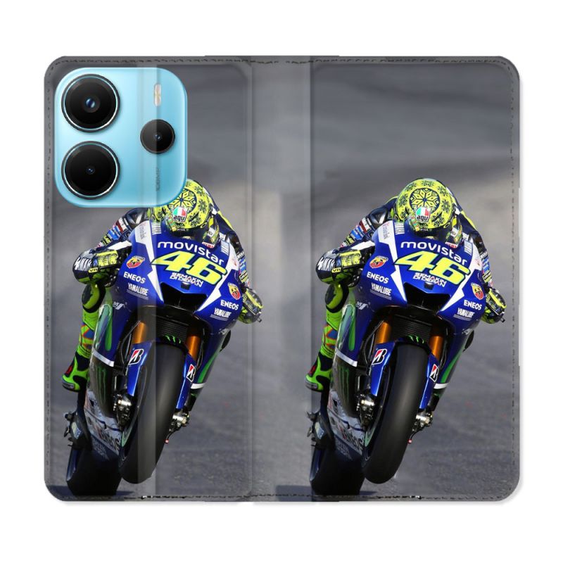 Housse Cuir Portefeuille Pour Xiaomi Redmi Note 14 4G Moto Course GP Wheeling 46