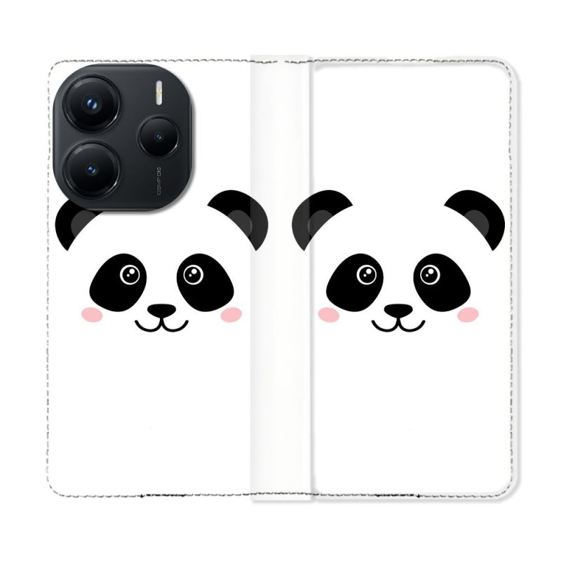 Housse Cuir Portefeuille Pour Xiaomi Redmi Note 14 5G Animal Panda Blanc