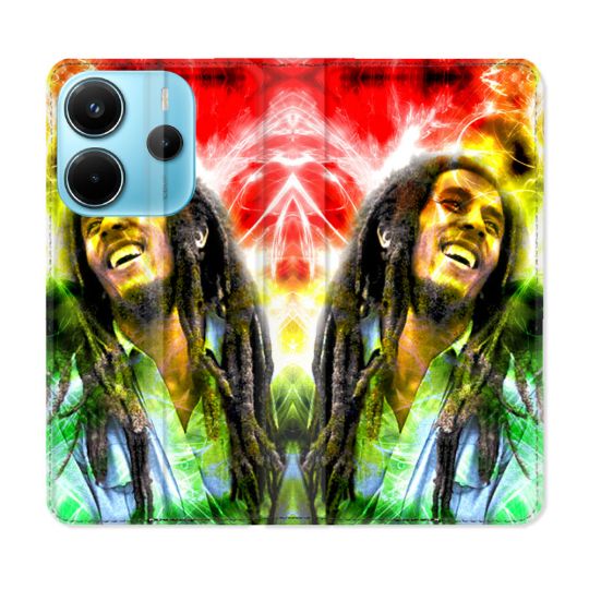 Housse Cuir Portefeuille Pour Xiaomi Redmi Note 14 4G Musique Bob Marley Color