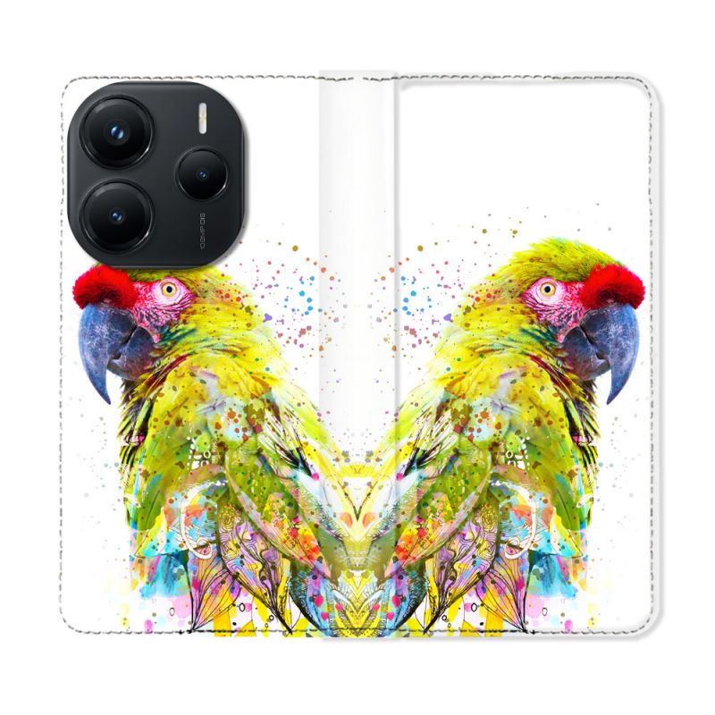 Housse Cuir Portefeuille Pour Xiaomi Redmi Note 14 5G Animal Perroquet Jaune