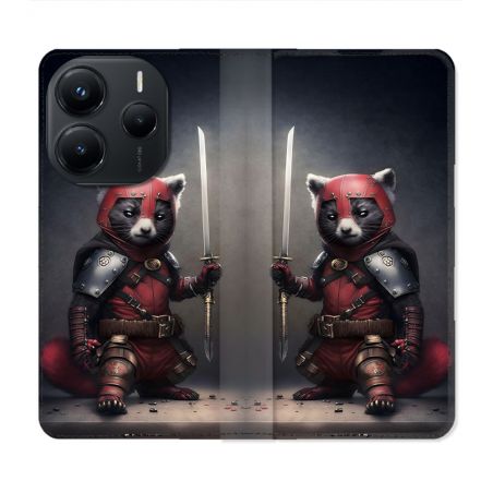 Housse Cuir Portefeuille Pour Xiaomi Redmi Note 14 5G Animal Raton Samouraï