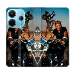 Housse Cuir Portefeuille Pour Xiaomi Redmi Note 14 4G Musique Johnny Hallyday Moto