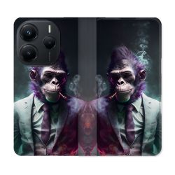 Housse Cuir Portefeuille Pour Xiaomi Redmi Note 14 5G Animal Singe Business