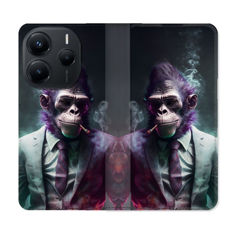 Housse Cuir Portefeuille Pour Xiaomi Redmi Note 14 5G Animal Singe Business