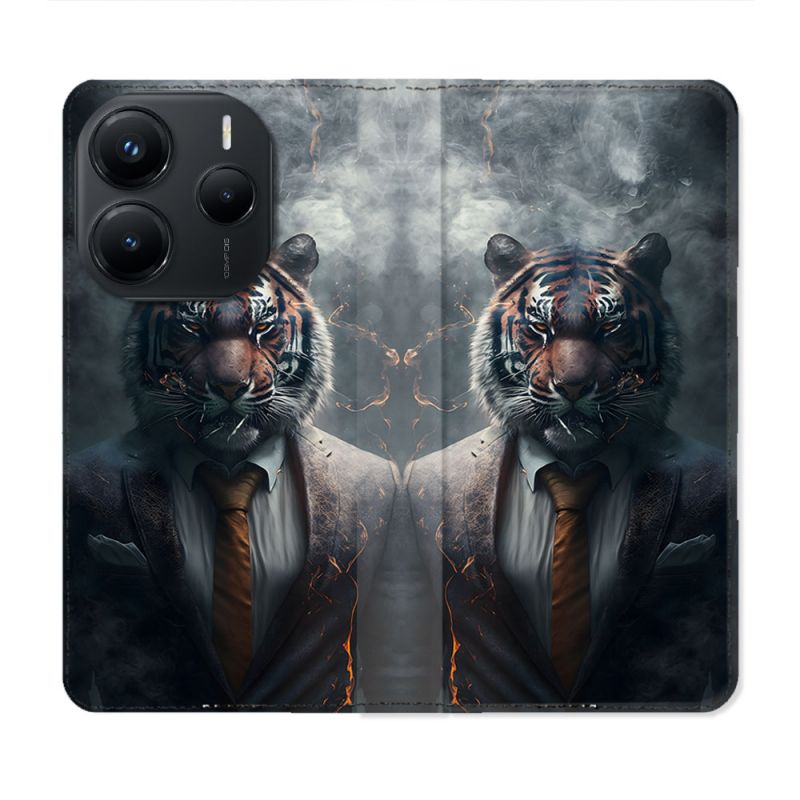 Housse Cuir Portefeuille Pour Xiaomi Redmi Note 14 5G Animal Tigre Business
