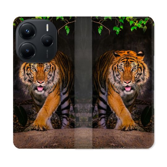 Housse Cuir Portefeuille Pour Xiaomi Redmi Note 14 5G Animal Tigre Jungle