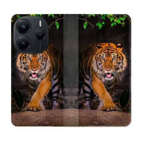 Housse Cuir Portefeuille Pour Xiaomi Redmi Note 14 5G Animal Tigre Jungle