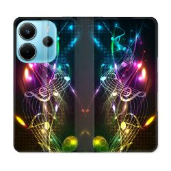 Housse Cuir Portefeuille Pour Xiaomi Redmi Note 14 4G Musique Partition Multicolore