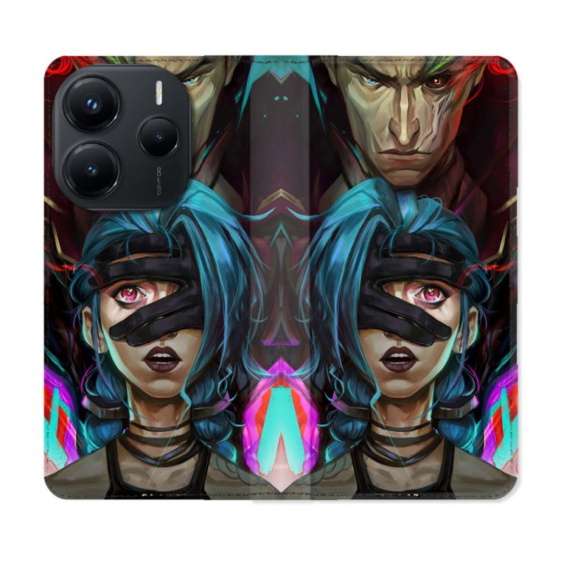 Housse Cuir Portefeuille Pour Xiaomi Redmi Note 14 5G Arcane Jinx Bleu