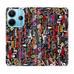 Housse Cuir Portefeuille Pour Xiaomi Redmi Note 14 4G Musique Rock Groupe