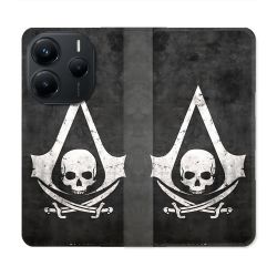 Housse Cuir Portefeuille Pour Xiaomi Redmi Note 14 5G Assassin Creed Tete Mort