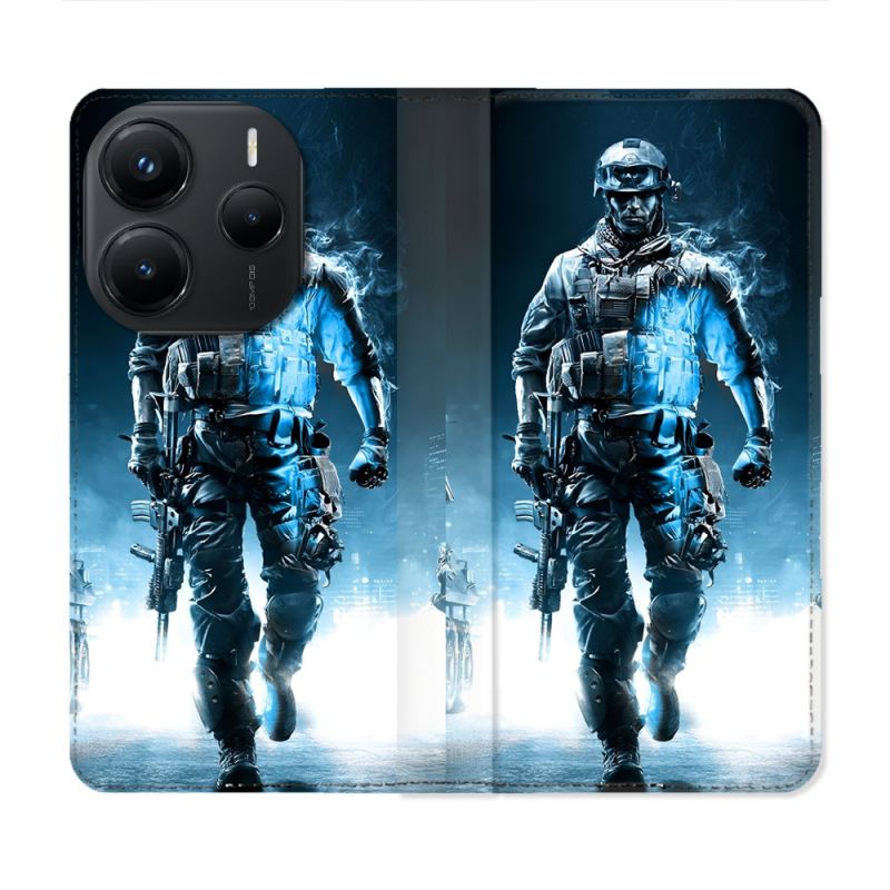 Housse Cuir Portefeuille Pour Xiaomi Redmi Note 14 5G Call Of Duty Guerrier