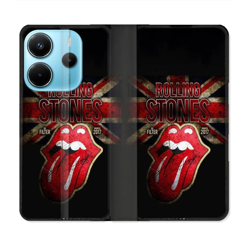 Housse Cuir Portefeuille Pour Xiaomi Redmi Note 14 4G Musique Rolling Stones
