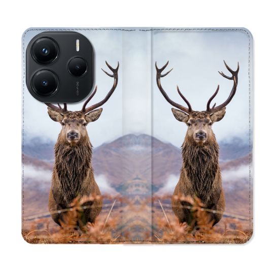 Housse Cuir Portefeuille Pour Xiaomi Redmi Note 14 5G Chasse Chevreuil Montagne