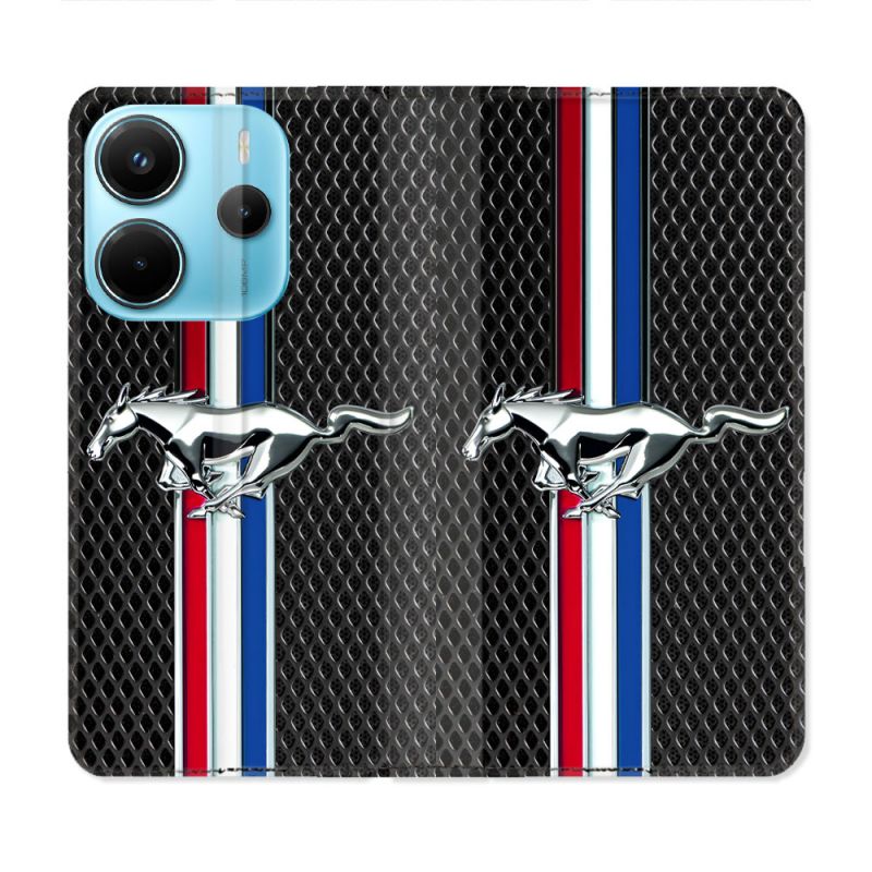 Housse Cuir Portefeuille Pour Xiaomi Redmi Note 14 4G Mustang