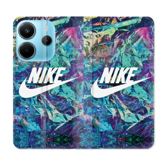 Housse Cuir Portefeuille Pour Xiaomi Redmi Note 14 4G Nike Turquoise