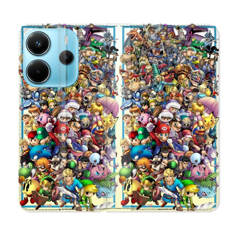 Housse Cuir Portefeuille Pour Xiaomi Redmi Note 14 4G Nintendo