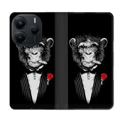 Housse Cuir Portefeuille Pour Xiaomi Redmi Note 14 5G Decale Singe Mafia