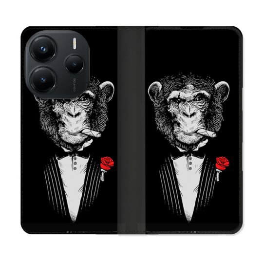 Housse Cuir Portefeuille Pour Xiaomi Redmi Note 14 5G Decale Singe Mafia