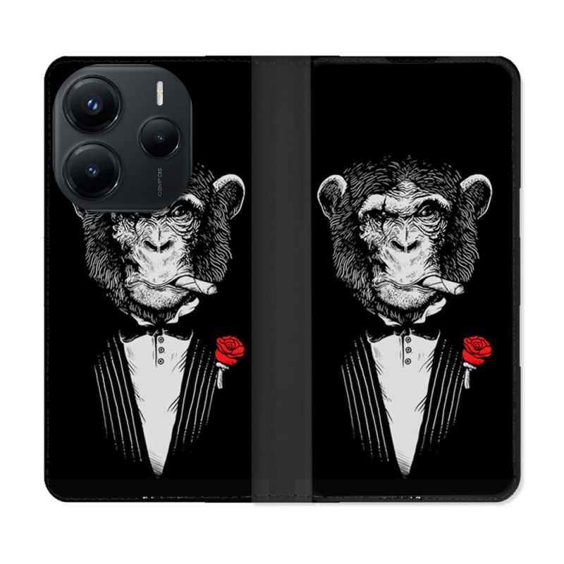 Housse Cuir Portefeuille Pour Xiaomi Redmi Note 14 5G Decale Singe Mafia