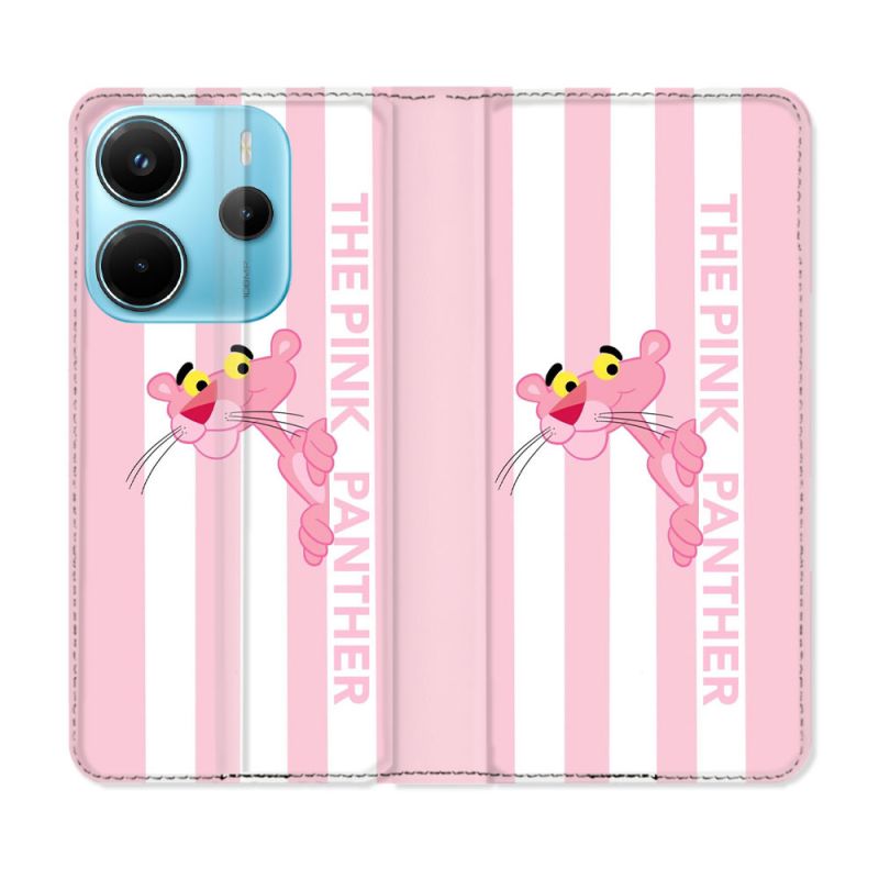 Housse Cuir Portefeuille Pour Xiaomi Redmi Note 14 4G Panthere Rose