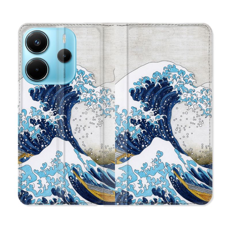 Housse Cuir Portefeuille Pour Xiaomi Redmi Note 14 4G Peinture La Grande Vague