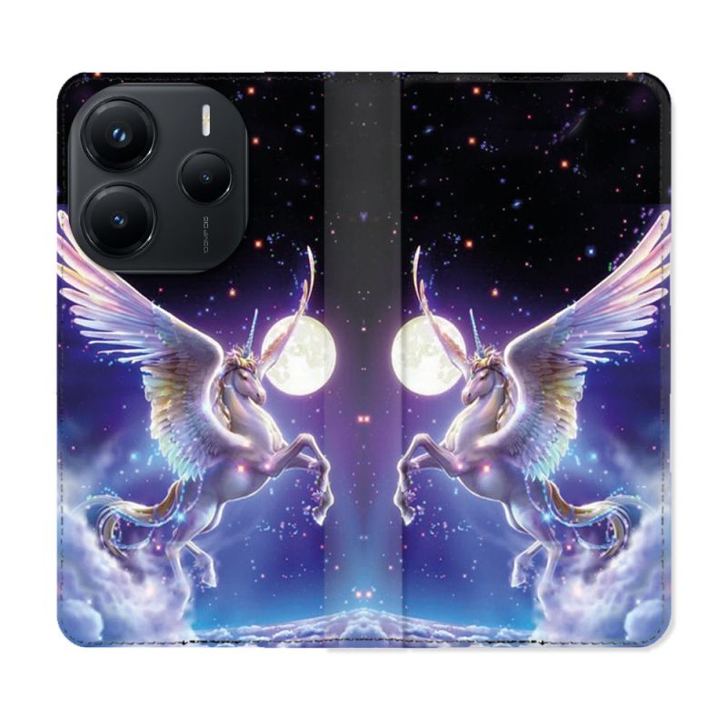 Housse Cuir Portefeuille Pour Xiaomi Redmi Note 14 5G Fantastique Licorne Céleste