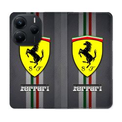 Housse Cuir Portefeuille Pour Xiaomi Redmi Note 14 5G Ferrari Carbone