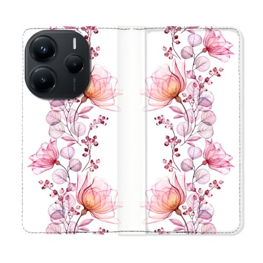 Housse Cuir Portefeuille Pour Xiaomi Redmi Note 14 5G Fleur Eclosion